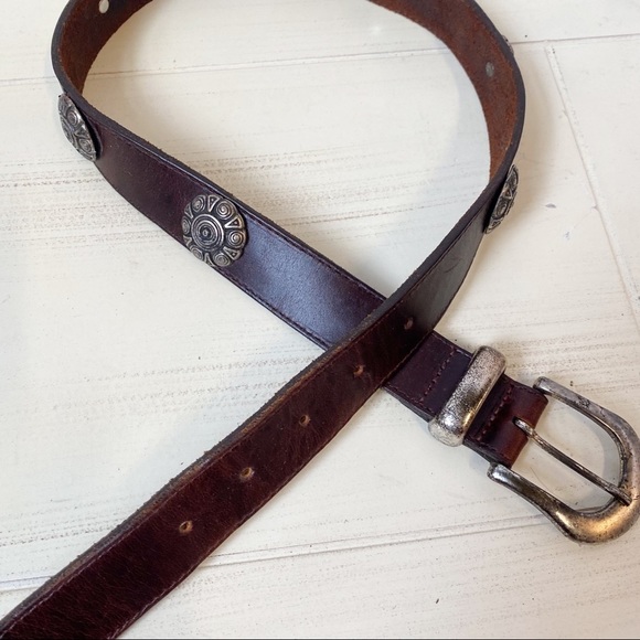 Pastille Vintage Brown Leather Belt Silver Conchos Hardware Women's Size Small - Picture 5 of 7